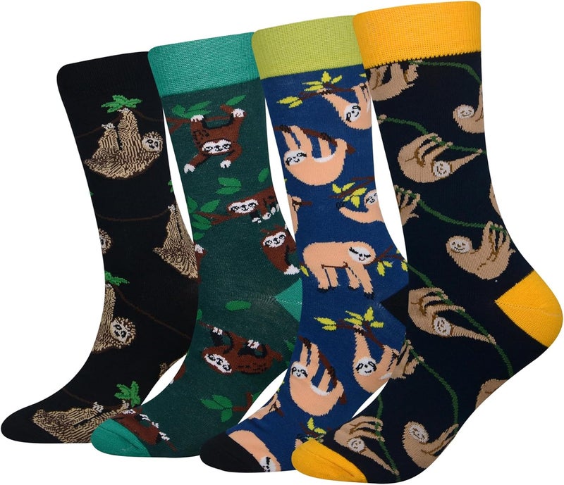 Cansok Men's 2/4 Packs Fun Crazy Novelty Dress Crew Socks - Image 1